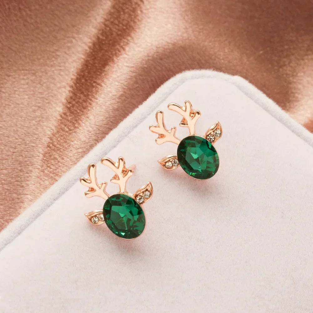 Boucles d'oreilles en cristal de renne de l'esprit de fête