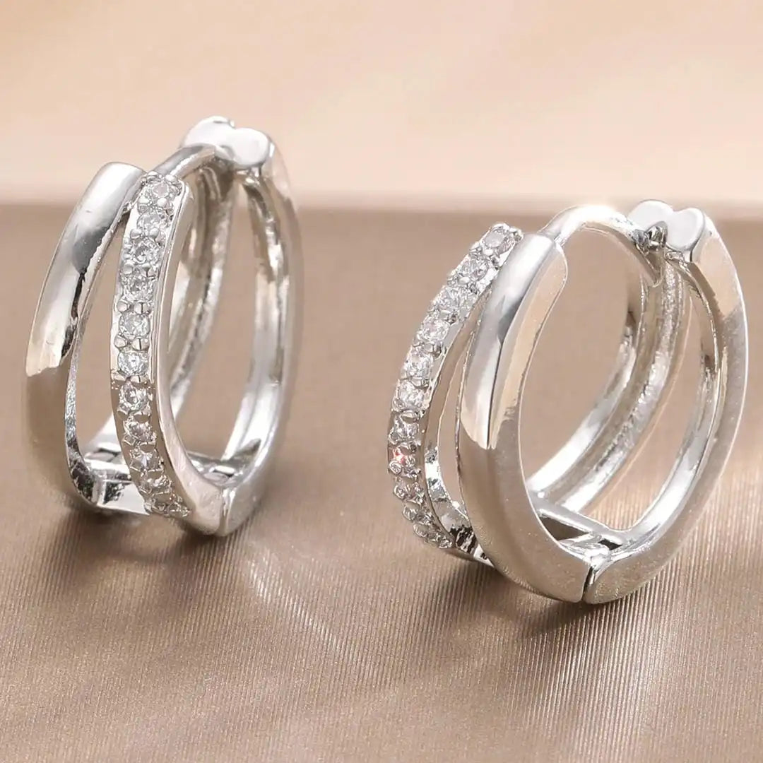 Boucles d'oreilles en zircon doré intemporelles