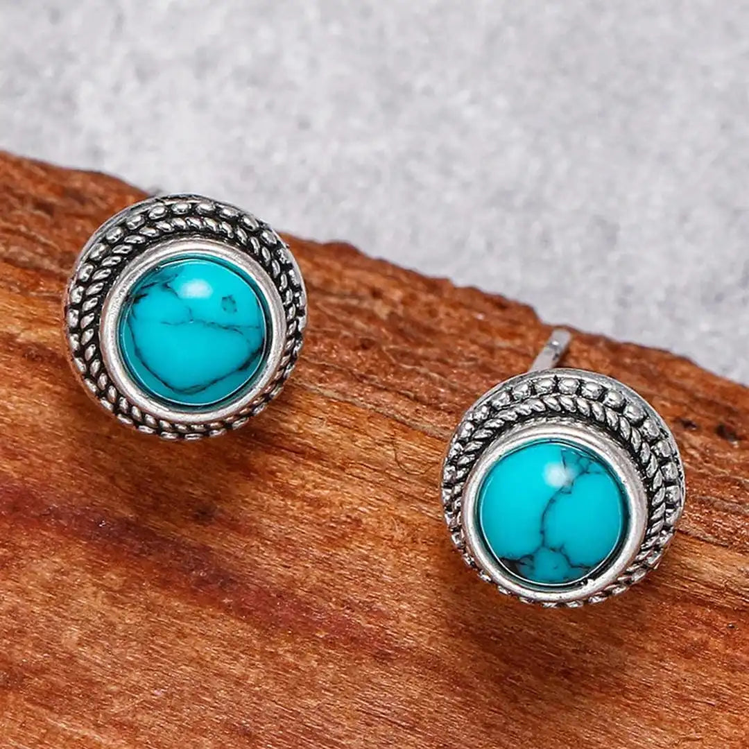 Boucles d'oreilles en imitation turquoise vintage bohème