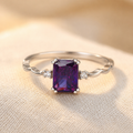 Bague Améthyste Taille Émeraude en Argent