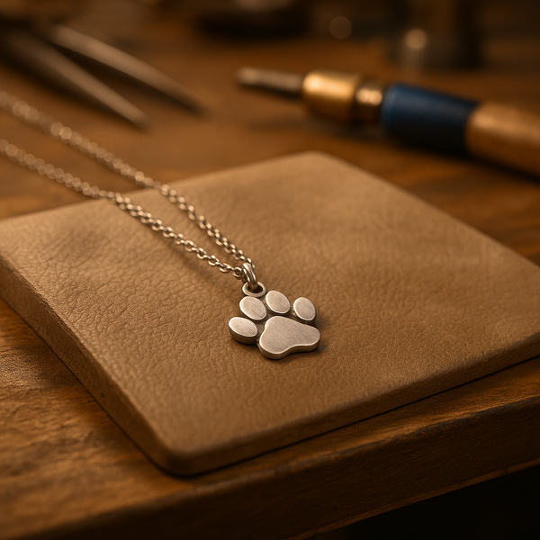 Collier en forme de patte en argent élégant – acier inoxydable