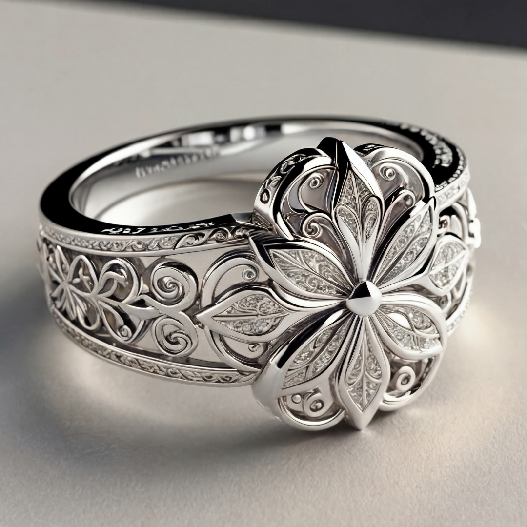 Bague dorée exotique fleur zircone