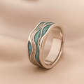 Bague Argent Vague Océan Turquoise