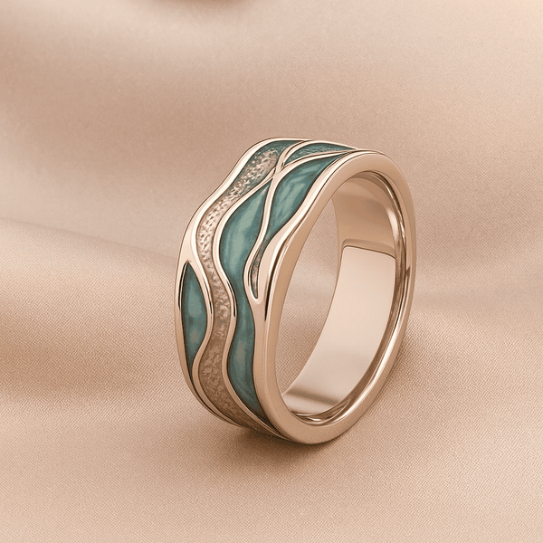 Bague Argent Vague Océan Turquoise