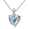 Collier en forme de cœur bleu d'amour dauphin