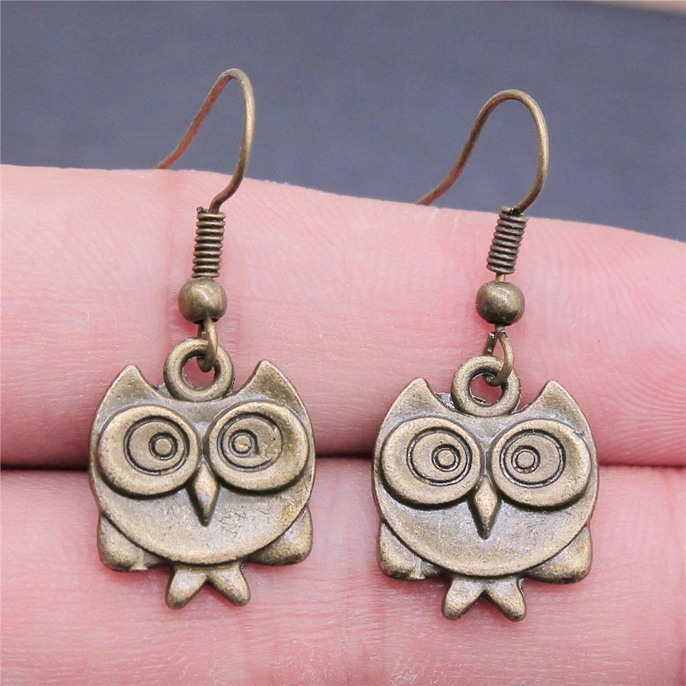 Boucles d'oreilles pendantes bohèmes vintage en forme de hibou