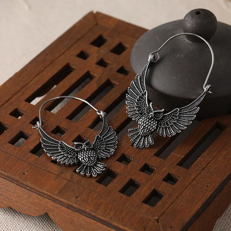 Boucles d'oreilles vintage boho en forme de hibou