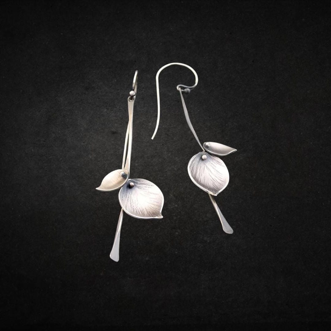 Boucles d'oreilles vintage Feuille Argentée