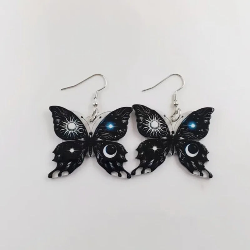 Boucles d'oreilles papillon soleil lune