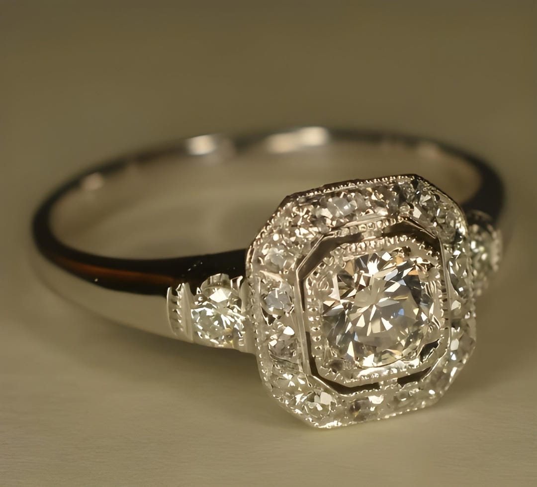 Bague en argent vintage avec cristal