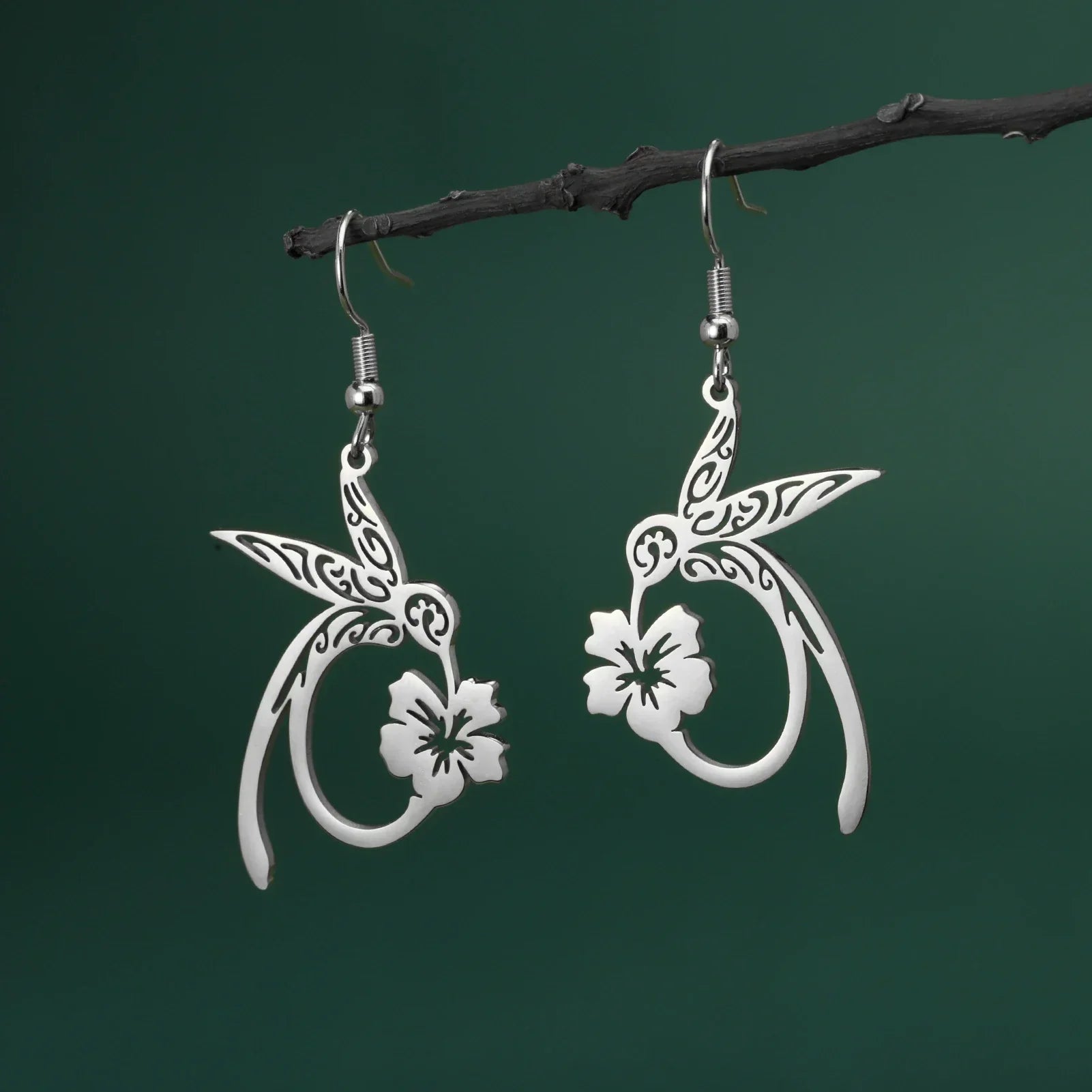 Boucles d'oreilles en acier inoxydable Kolibri