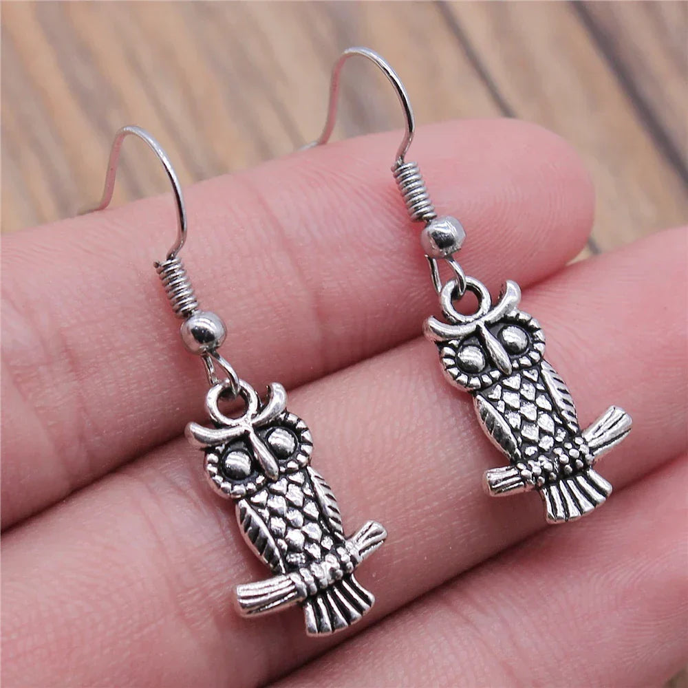 Boucles d'oreilles pendantes bohèmes vintage en forme de hibou