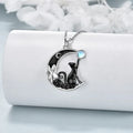 Collier pendentif en cristal de lune avec un chat noir