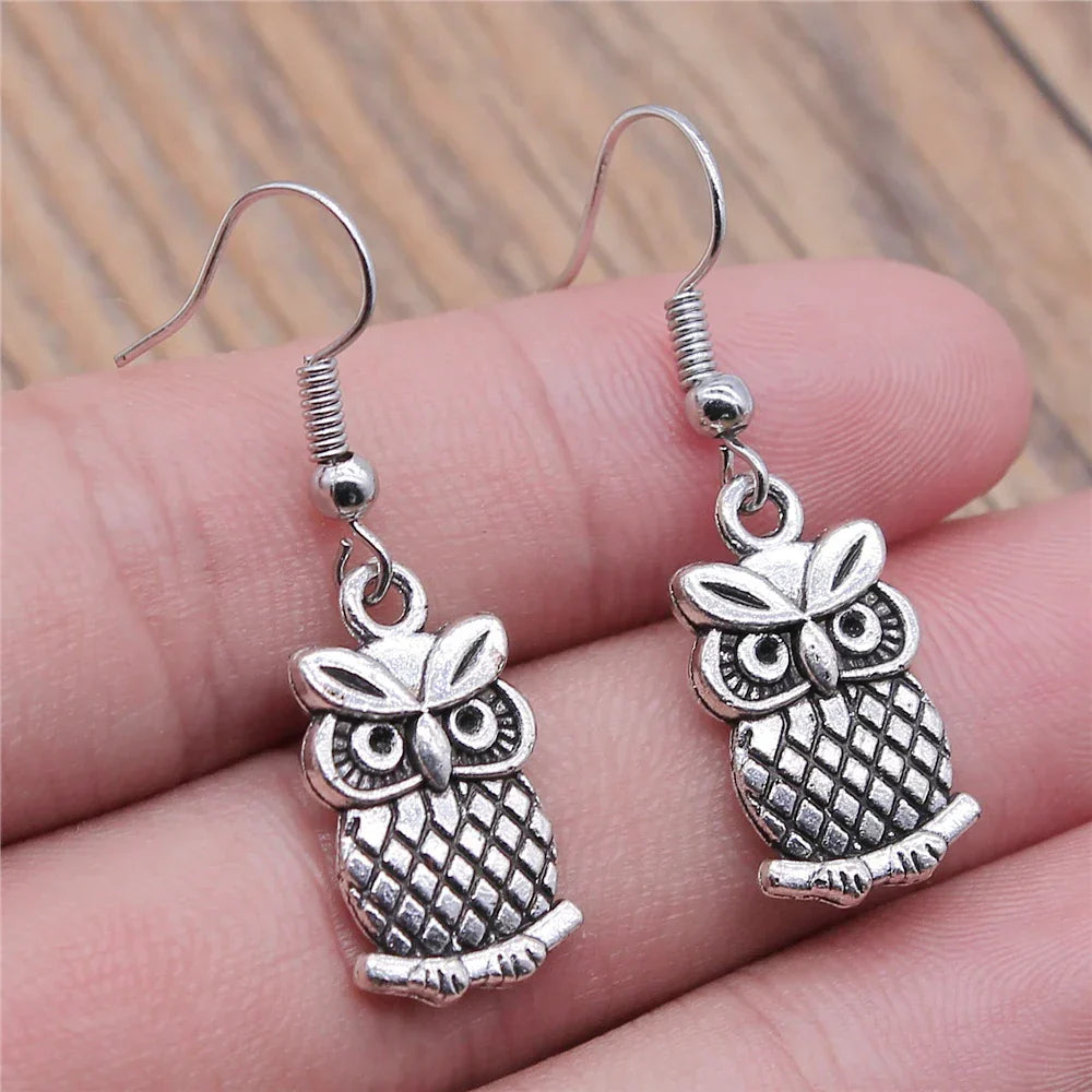 Boucles d'oreilles pendantes bohèmes vintage en forme de hibou