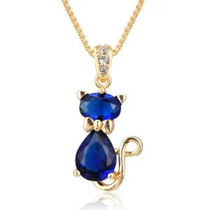 Collier pendentif chat en cristal
