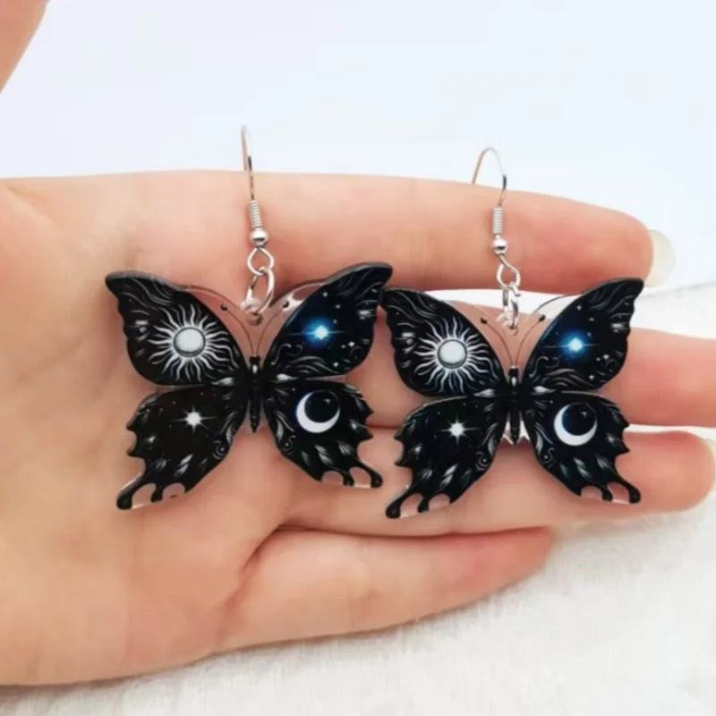 Boucles d'oreilles papillon soleil lune
