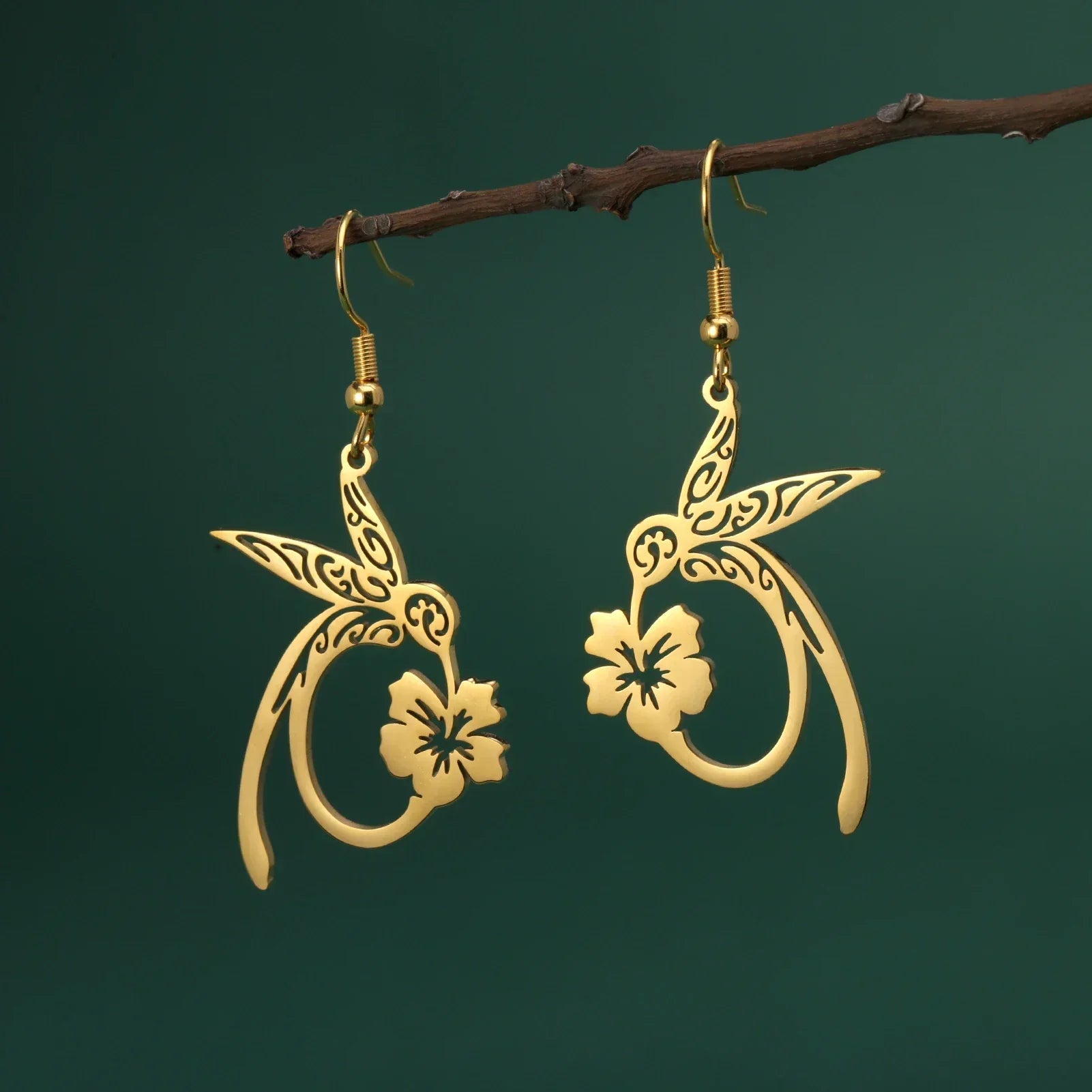 Boucles d'oreilles en acier inoxydable Kolibri