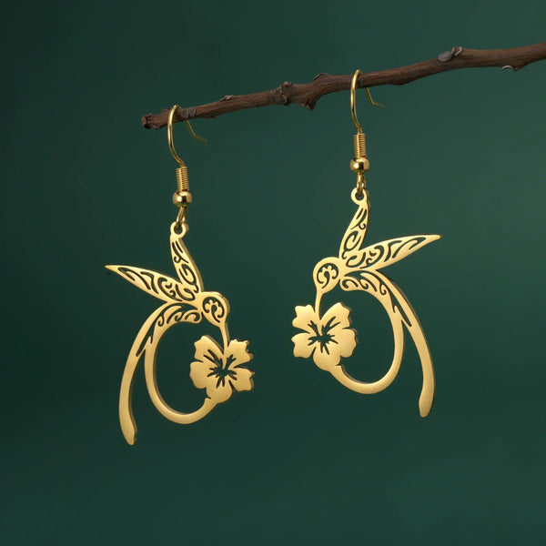 Boucles d'oreilles en acier inoxydable Kolibri