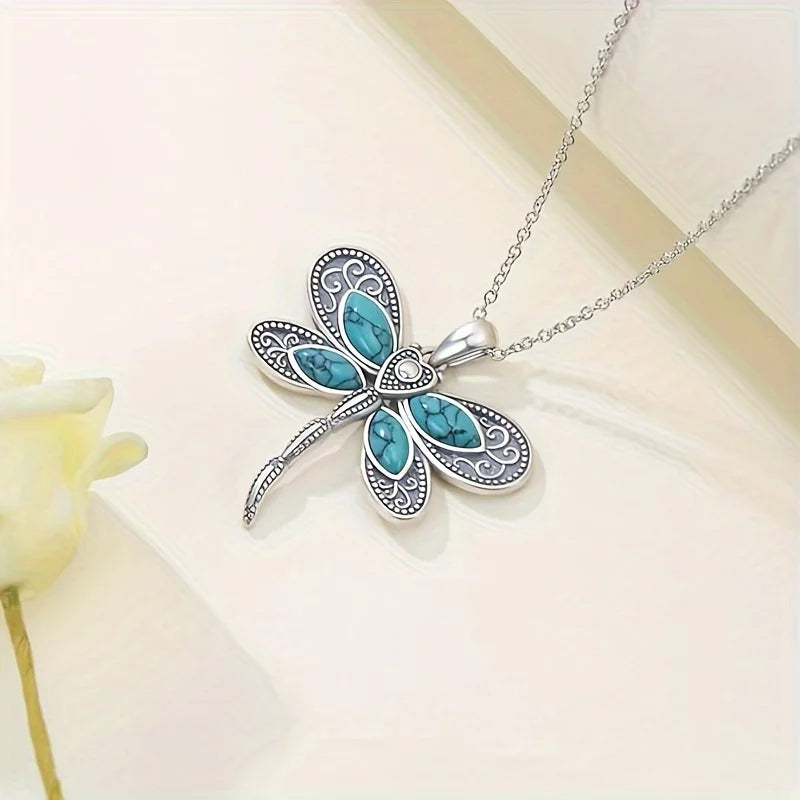 Collier en argent avec pendentif de rêve de libellule