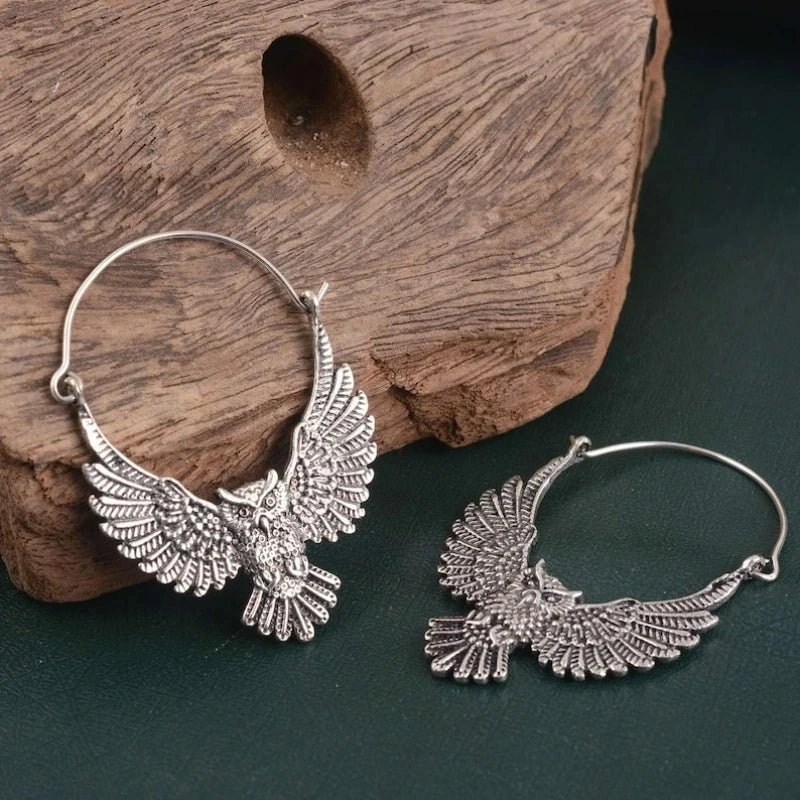 Boucles d'oreilles vintage boho en forme de hibou