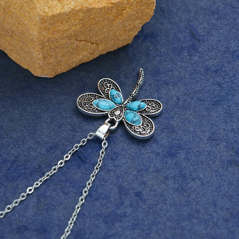 Collier en argent avec pendentif de rêve de libellule