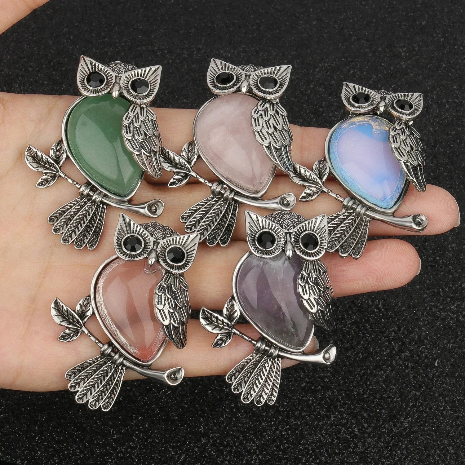 Collier pendentif hibou en cristal de sagesse