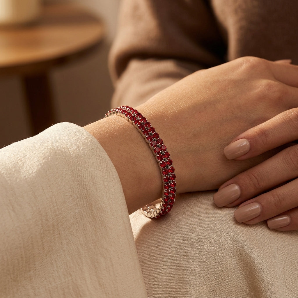 Bracelet Tennis Rubis en Argent