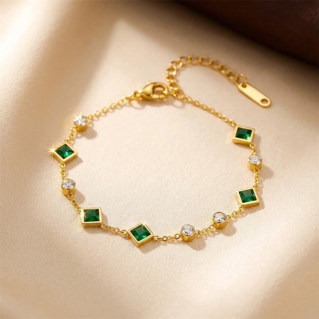 Bracelet à Motifs Émeraude en Or