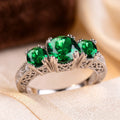 Bague Émeraude Trois Pierres en Argent