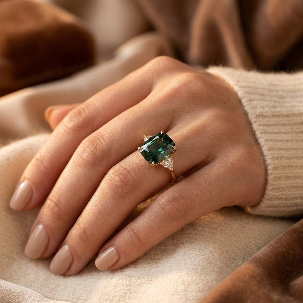 Bague Solitaire Émeraude en Or