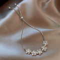 Bracelet Fleur en Zirconium Or Blanc