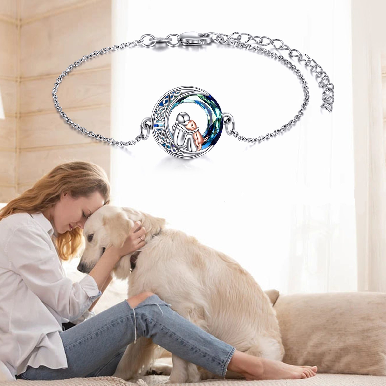 Bracelet ajustable en argent sterling pour chien