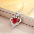 Collier Pendentif Rubis Cœur en Argent