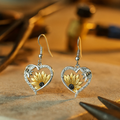 Boucles d'oreilles pendentif vintage boho en forme de cœur avec tournesol et abeille