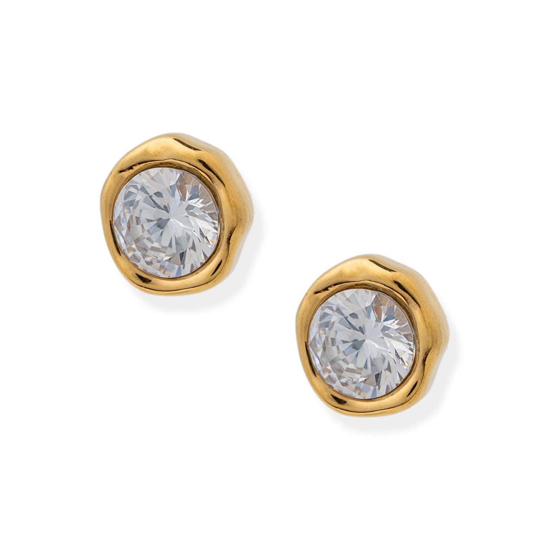 Boucles d'oreilles rondes en zirconium doré intemporelles