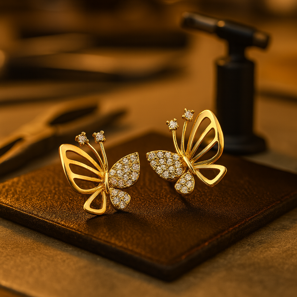 Boucles d'oreilles en zircon en forme de papillon élégantes