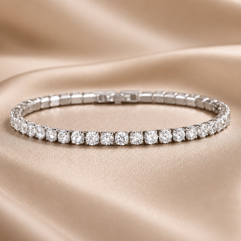 Bracelet de tennis en cristal en or blanc
