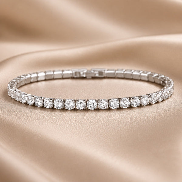 Bracelet de tennis en cristal en or blanc