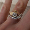 Bague en zirconia dorée et argentée irrégulière antique | or bicolore