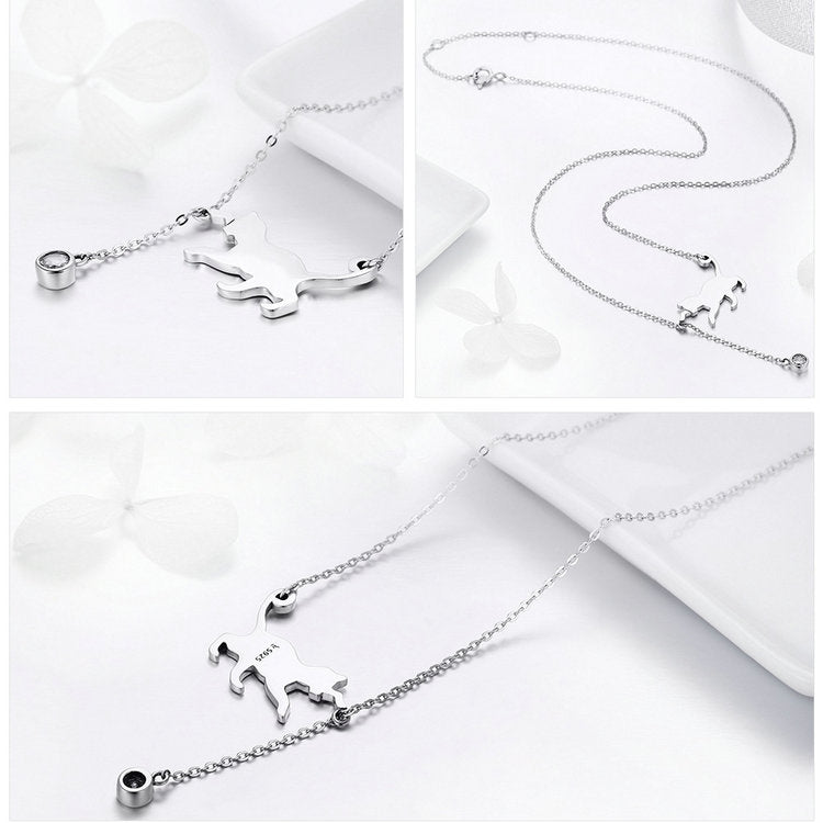 Collier avec pendentif en chaîne en forme de chat mignon