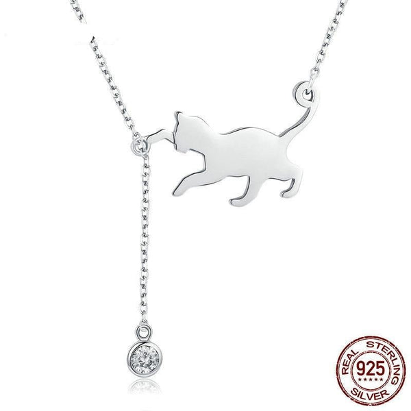 Collier avec pendentif en chaîne en forme de chat mignon