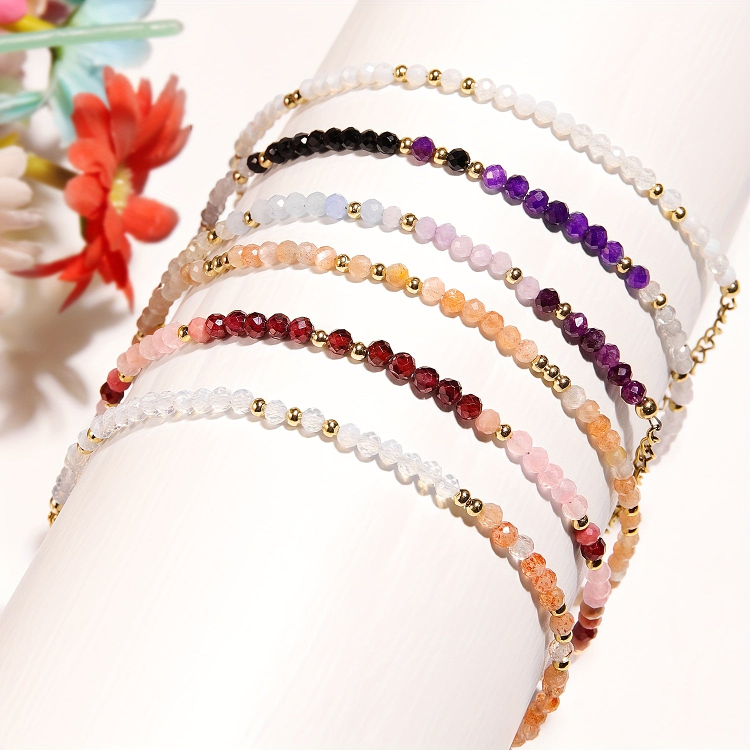 Bracelet en Pierre de Lune Naturelle Sunstone