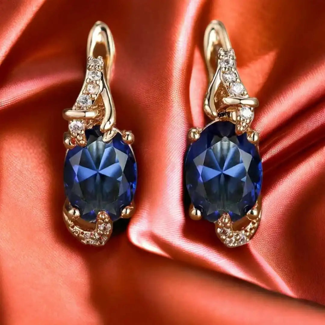 Boucles d'oreilles goutte d'or royal de minuit