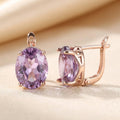 Boucles d'Oreilles Puces Améthyste en Or Rose