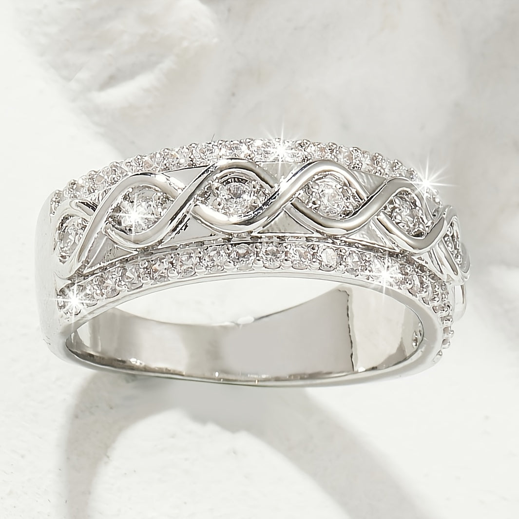 Bague en zirconium double rang en or blanc