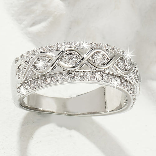 Bague en zirconium double rang en or blanc