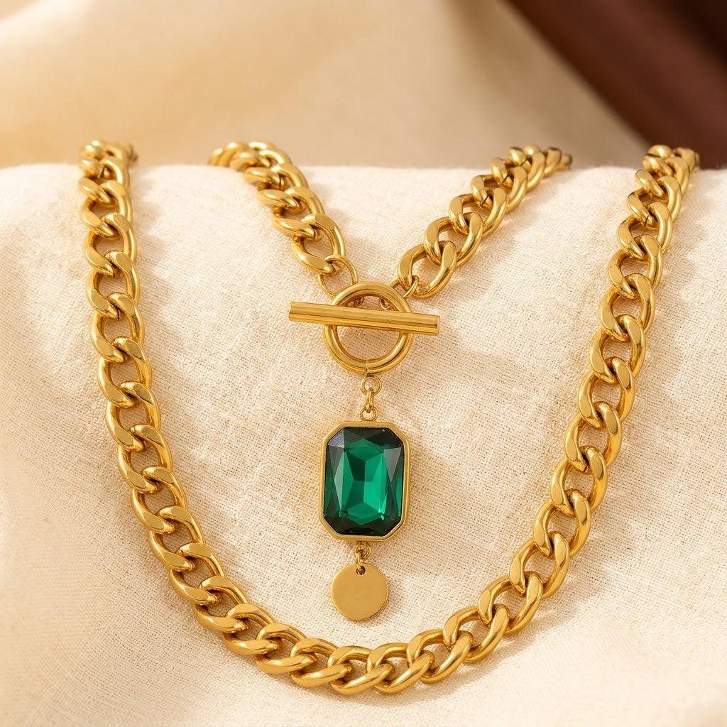 Collier Chaîne Émeraude en Or