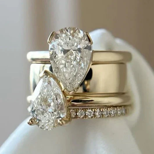 Bague double zircone vintage