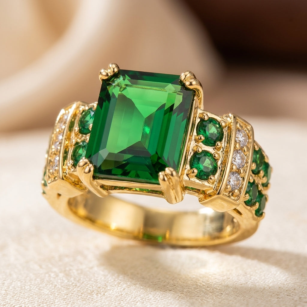 Bague Émeraude Géométrique en Or
