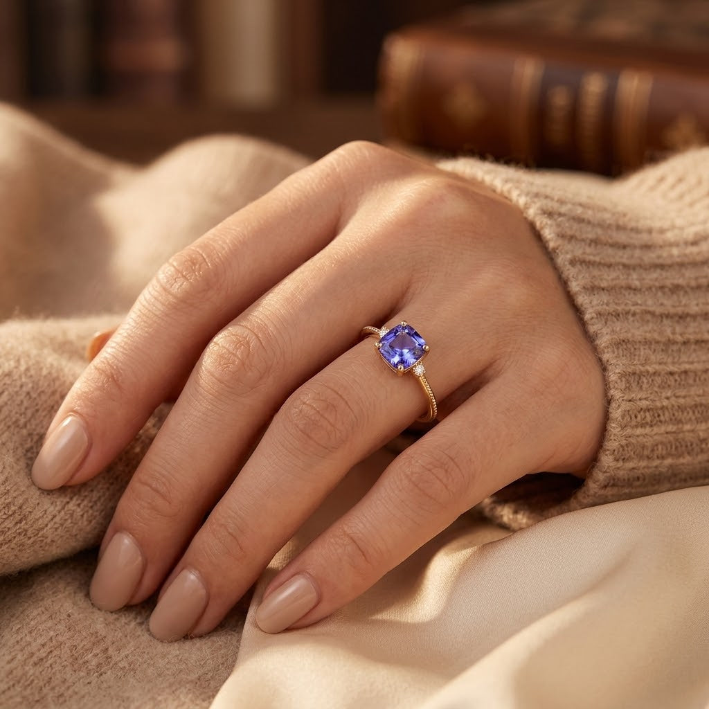 Bague Solitaire Améthyste en Or